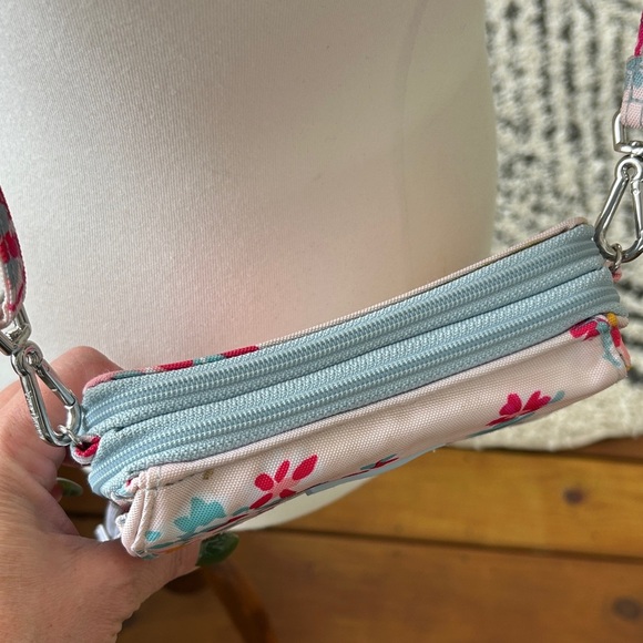 Vera Bradley Crossbody Wallet | Floral RFID Zip Wallet Bag Pink and Blue - Picture 6 of 16